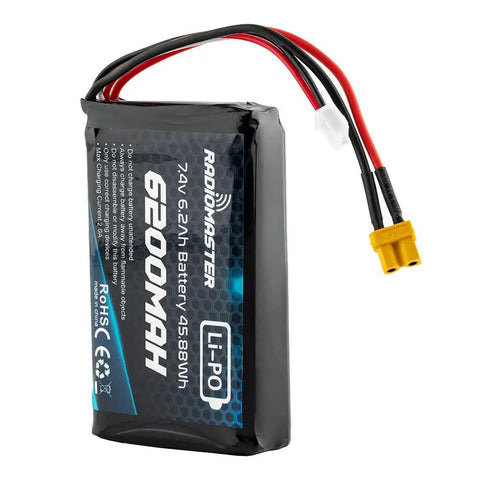 Beefy 7.4V 2S 6200mAh LiPo Battery With XT30 JST XH Connector for Boxer TX16S Remote Transmitter and RC Car Drone Controller