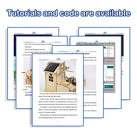 Tutorial pages for ESP32 IoT Smart Farm Kit for Arduino Scratch App Controlled STEM Coding Kit with Sensor Pack Hands On Wood House Building Toy Educational STEM Kit for Kids 12 Plus Learn Smart Agriculture and Home Automation