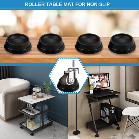 Four Pack Rubber Caster Cups For Furniture Wheels With Non Slip Grip Round Floor Protectors for cribs tables chairs