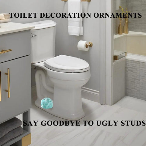 Dope Starfish Toilet Bolt Covers Set Of Two Slick Ceramic Light Blue Screw Caps For Easy Bathroom Decor Swap That Brings Awesome Chill Vibes To Your Daily Routine, displayed on toilet base.