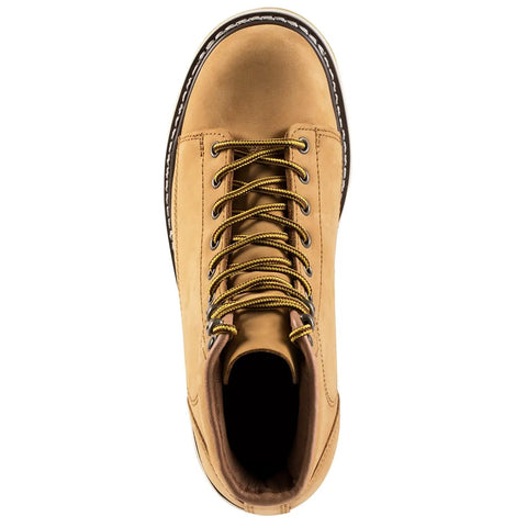 Men's Six Inch Leather Work Boots With Slip Resistant Tread And Dual Density Pu Wedge Sole For Hella Underfoot Cushioning On Concrete And Hard Floors All Day Long