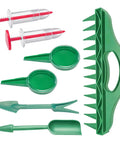 7 Piece Mini Handheld Seed Spreader Kit With Adjustable Speeds 12 Hole Dibber And Pro Grade All In One Seed Dispenser Planter