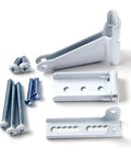 Storm Door Closer Bracket Kit In White Color With Jamb Bracket, Door Bracket, and Screws Included for Easy Install