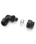 Three Quarter Inch 90 Degree Equal Elbow Air System Fittings With Three Quarter Inch Male NPT Thread Aluminum Black Two Pack Double O Ring Compression Air Line Fittings For Three Quarter Inch Outer Diameter Air Compressor Line Kit.