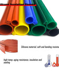 Colorful silicone insulation sleeves for cable protection.