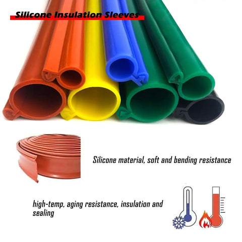 Colorful silicone insulation sleeves for cable protection.