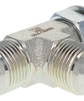 TITAN FITTINGS Run Tee, 1/4 JIC x 1/4 ORB x 1/4 JIC, metal plumbing fitting, three-port angled view