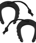 Rugged Rubber Door Wedge Stopper With Paracord Lanyard For Lightning Fast Access Two Pack Security Jammer Blocker Go To Tool For First Responders Law Enforcement And Everyday Crews Black, showing two black rubber stoppers with nylon cords.