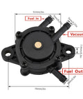 Top view of Replacement Fuel Pump Kit For Lawn Mowers And Garden Tractors Fits Briggs And Stratton 597338 808492 Kohler 17Hp To 27Hp Engines with labeled ports.