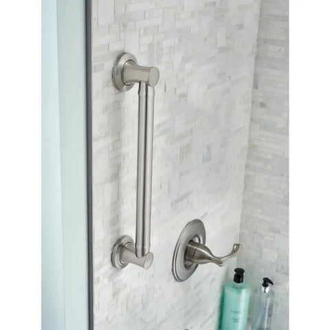 3-Pack 24 Inch Heavy-Duty Shower Grab Bar ADA Compliant Satin Nickel 450 Lb Capacity Bathroom Safety Handle mounted on shower wall