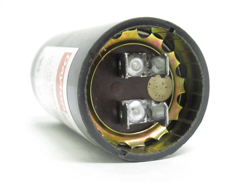 Built To Last Motor Start Capacitor 161 To 193 MFD 110V Round Molded Case Nonpolarized Electrolytic For Single Phase AC Motors That Resists Oil Dirt Moisture And Grease And Ready For Quick Starts And Easy Repairs. round capacitor with two terminals