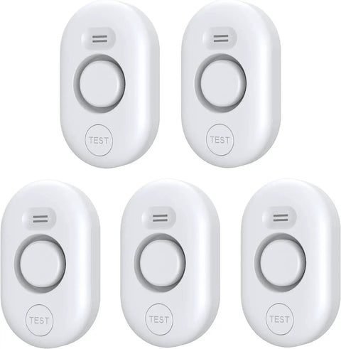 Five Pack Water Leak Detectors With 100dB Alarm for home use in basements, kitchens, bathrooms with fast leak alerts and floor wetness detection.