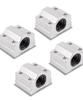 4 Pack SCS16UU Linear Bearing Blocks Precision Pillow Block For 16mm Shafts showing sleek aluminum design and dual guards.