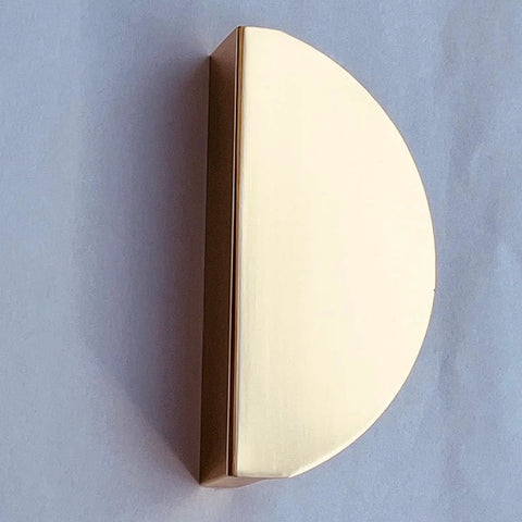 Side view of Half Moon Cabinet Pulls Four Pack Semicircle Drawer Handles With 2.52 Inch Hole Spacing and Elegant Gold Finish