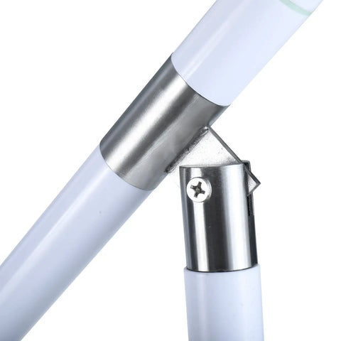 Close-up of metal hinge on Foldable Toilet Grab Bar With Flip Up Design, Non Slip Stainless Steel Bathroom Safety Rails, Night Glow Grip.