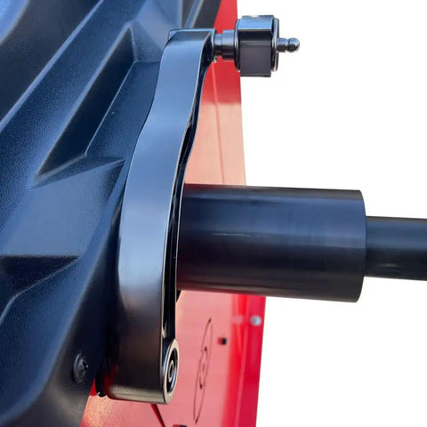 Heavy Duty Wheel Balancer Precise One Gram Accuracy Self Calibrating Garage Ready Tire Machine close-up of calibration wheel and mounting arm.
