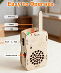 DIY Walkie Talkie Kit For Kids Age 8-14 wooden handheld kit with antenna, buttons, and speaker