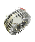 2.5Kg External Rotating DC24V Magnetic Powder Brake PB2.5B1, heavy duty industrial brake with fins and mounting bolts, side view
