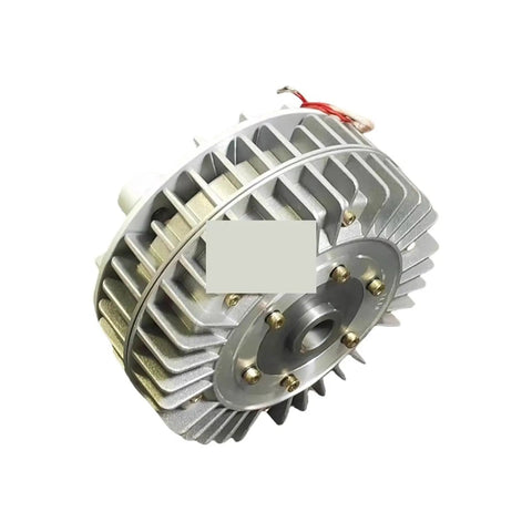 2.5Kg External Rotating DC24V Magnetic Powder Brake PB2.5B1, heavy duty industrial brake with fins and mounting bolts, side view