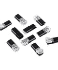 20 Pack Double-Wire Push-In Connectors with Locking Buckle, black and transparent, for DIY home and workshop electrical projects.