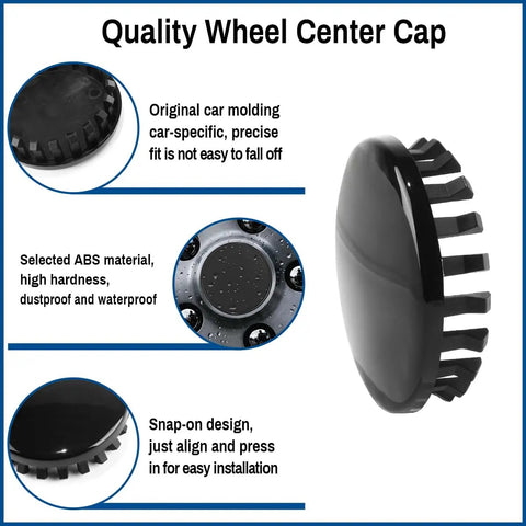 Chevy 3.25In 83Mm Black Wheel Center Caps Hub Covers For Silverado Suburban Tahoe Yukon XL Sierra Van Savana, ABS plastic