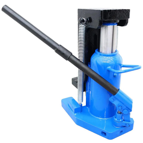 Heavy Duty Hydraulic Toe Jack, 10 Ton And 20 Ton Air Claw Lift with black and blue finish, ideal for vehicle lifting in tight spaces.