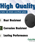 Dual Hole Bathtub Drain Overflow Cover Plate With Two Matching Screws Easy Peasy Installation Hella Solid Zinc Construction Drop Dead Sleek Matte Black Finish Top Shelf Bathroom Glow Up on white background.