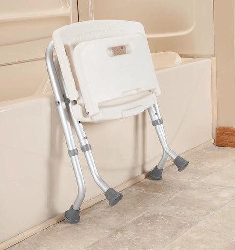Folding Bath Seat With Back Support For Safe No Fuss Shower Time Portable Shower Bench White Easy To Fold And Store