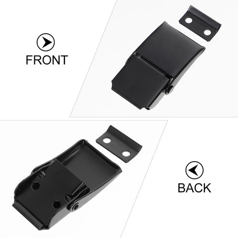Front and back view of Concealed Draw Toggle Latch Clamp Set For Suitcases Tool Boxes And Supply Boxes Black Stainless Steel