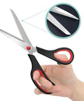 Heavy Duty Multipurpose 8 Inch Scissors Bulk 48 Pack Stainless Steel Shears For Home Office Classroom Supplies Sewing Craft Paper Cutting Colorful Set, black red handle