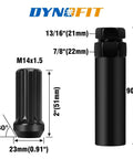 24 Piece Black Spline Lug Nut Set For Chevy Silverado 1500 GMC Sierra Ford F150 2015 To 2024 M14x1.5 60 Degree Seat Dimensions