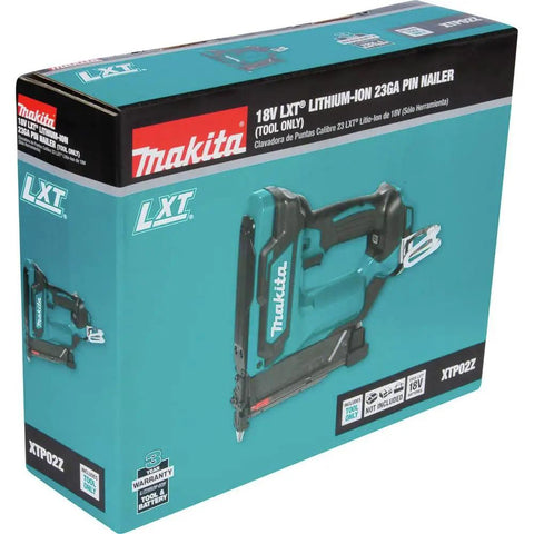 18V LXT Lithium Ion Cordless 23 Gauge Pin Nailer Tool Only Renewed with blue and black design for fine carpentry.