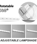 Dimmable 6 Light LED Vanity Fixture For Modern Bathroom Over Mirror with rotatable and adjustable lampshade feature.