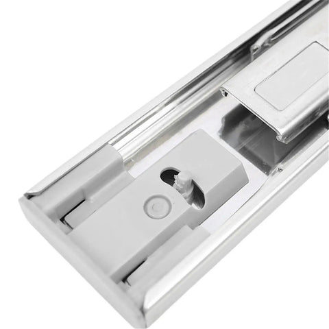 One 45mm Full Extension Push To Open Ball Bearing Drawer Slides for kitchen and bedroom furniture drawers, close-up of mechanism