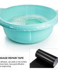 Waterproof Quick Repair Tape 20 Cm By 1.5 Meter Strong Adhesive Leak Sealing Tape shown next to a blue basin with water.