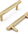 Solid Brass Cabinet Pulls 4 Pack 3 3/4 Inch Brushed Gold Modern Drawer Handles For Kitchen Cabinets Dressers Wardrobes 96mm
