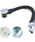 Luocute Bathtub Overflow Drainer Flexible Pipe for Spa Bathtub with chrome top and flexible black pipe installation