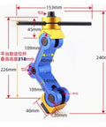 Universal Cnc Mill Machine Positioner With Dead On Accurate Adjustable Workpiece Stop Block, blue and yellow design with dimensions.