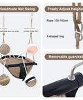 Two In One Baby And Toddler Swing With Adjustable Rope Seat featuring net design, removable guardrail, and height adjustment options.