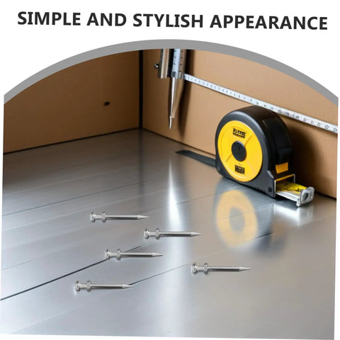 Lawn Aerator Shoes Spikes Kit With Durable Metal Nails For Lawn Aeration displayed with measuring tape on metal surface.