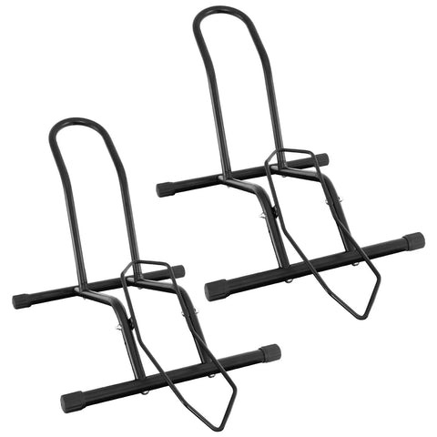 Two Pack Bike Floor Stand For Mountain And Road Bicycles, Fits 20 To 29 Inch Wheels, 23C To 4.0 Inch Wide Tires, Indoor Outdoor Bike Rack, Easy Push On Parking For Front Or Rear Wheel, Black