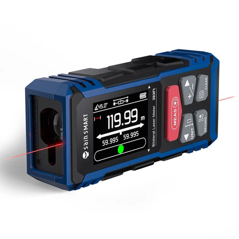 Pro Grade Dual Laser Distance Meter With Backlit LCD, 393 Feet Range, Rechargeable, electronic level, measuring tool