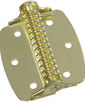 Heavy Duty Cabinet Spring Hinges Rock Solid Hot Rolled Steel With Brass Finish showing ribbed design and spring mechanism.