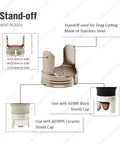 Stainless steel standoff for Plasma Cutting Torch Kit With IPT 60 PT 60 And PT 40 Consumables, shown with shield cap use instructions.