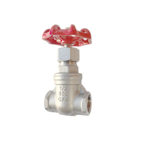 304 Stainless Steel Gate Valve Heavy Duty Half Inch NPT Female Thread Rotary Action For Water Flow Control And Pressure, front view