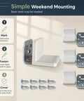 Hella Sturdy Stainless Steel L Brackets With Smooth White Caps Provide Serious Anti Tip Reinforcement For Floating Shelves Drawers And Cabinetry No Sweat Setup Ensures A Flawless Finish Every Single Time assembly instructions with brackets and screws.