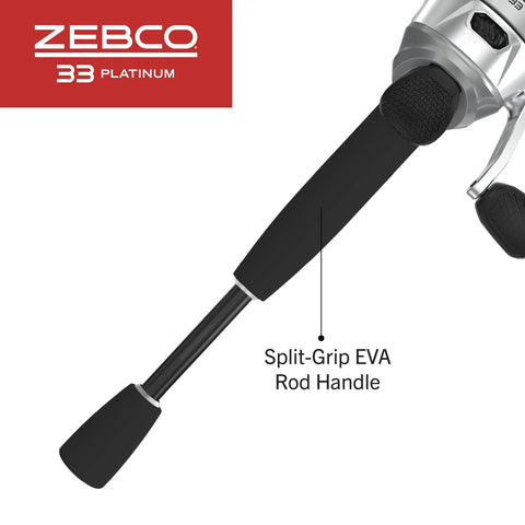 Spincast Reel And Rod Combo, 6-Foot Two-Piece Graphite Rod with Comfortable EVA Handle shown close-up, ready to hit the water.