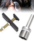 CV axle bearing puller tool kit for Toyota 8-inch front differential; black bar with brass threaded rod and silver puller sleeve.