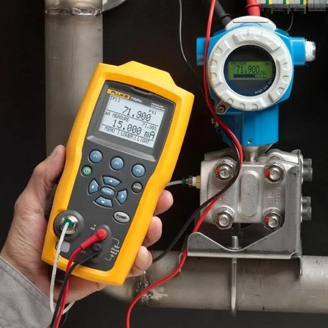 Heavy Duty Electric Pressure Calibrator With 300 PSIG Capacity And Switch Tester measuring pressure on a site instrument.