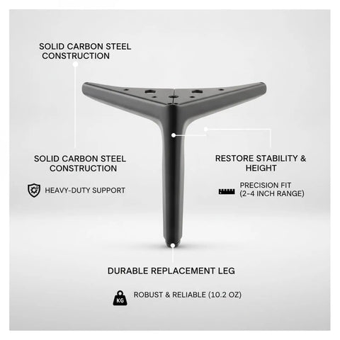 Sturdy Wobble-Free Replacement Furniture Legs For Sofas, Beds, And Cabinets, Carbon Steel Build, Leveling Support, 1 Piece shown